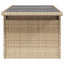 havebord med glastop 100x55x73 cm polyrattan beige
