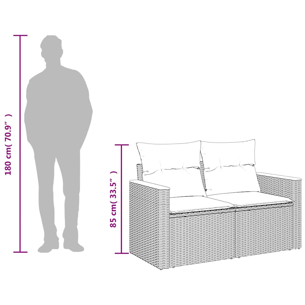 2-personers havesofa med hynder polyrattan beige