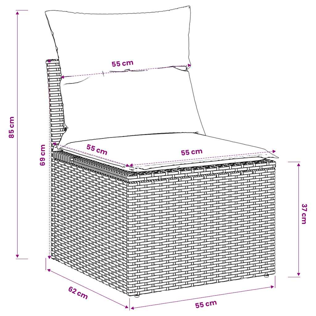 havestol med hynder uden armlæn polyrattan beige
