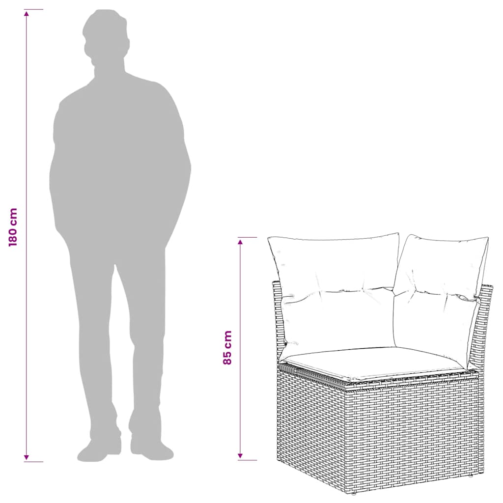 hjørnemodul til havesofa med hynder polyrattan beige