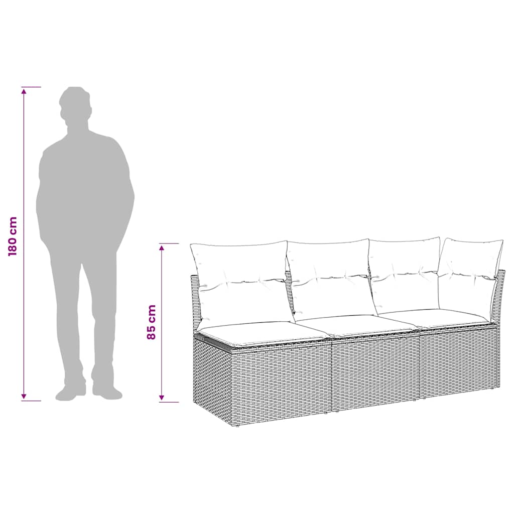 3-personers havesofa med hynder polyrattan beige