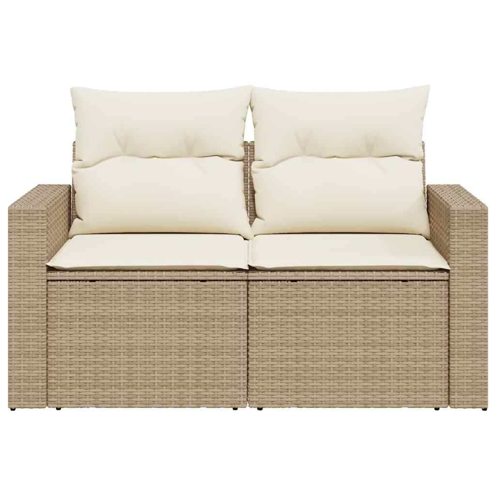 2-personers havesofa med hynder polyrattan beige