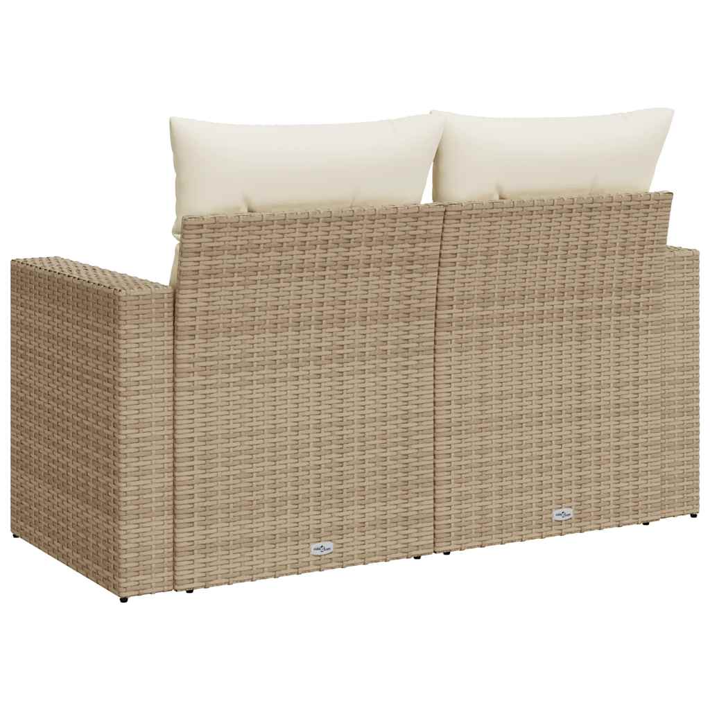 2-personers havesofa med hynder polyrattan beige