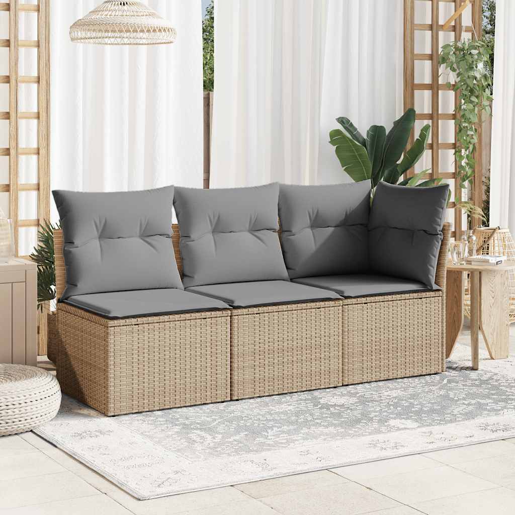 sofamodul til haven med hynder polyrattan beige
