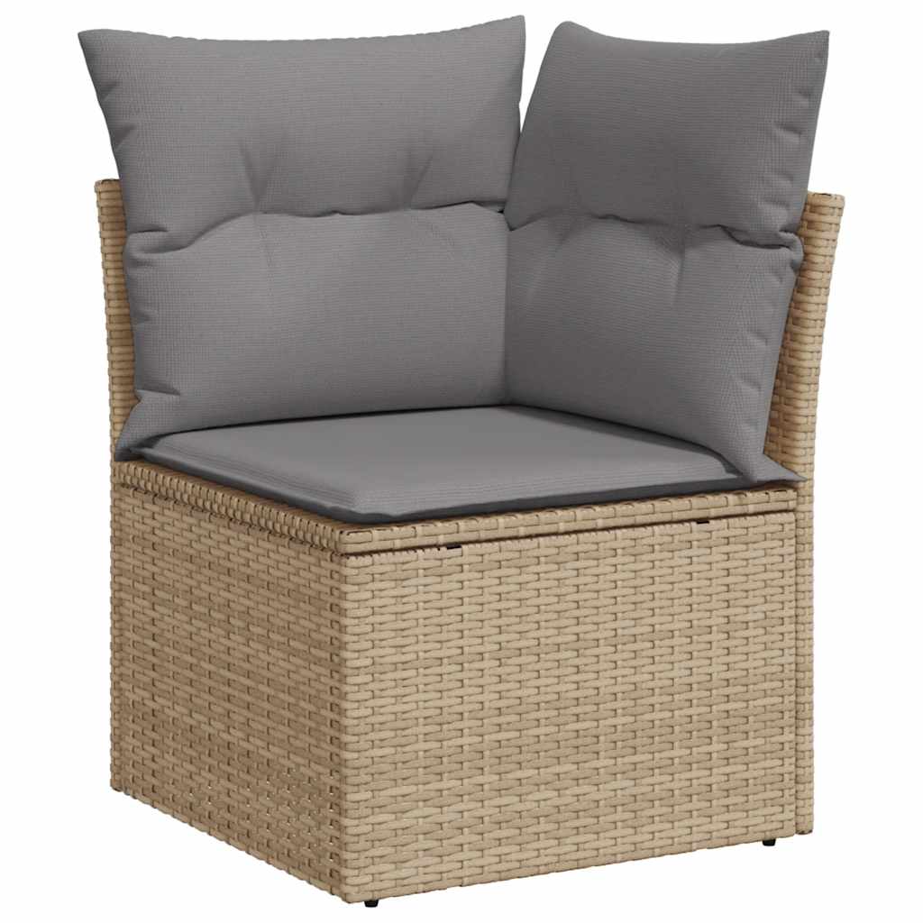 hjørnemodul til havesofa med hynder polyrattan beige