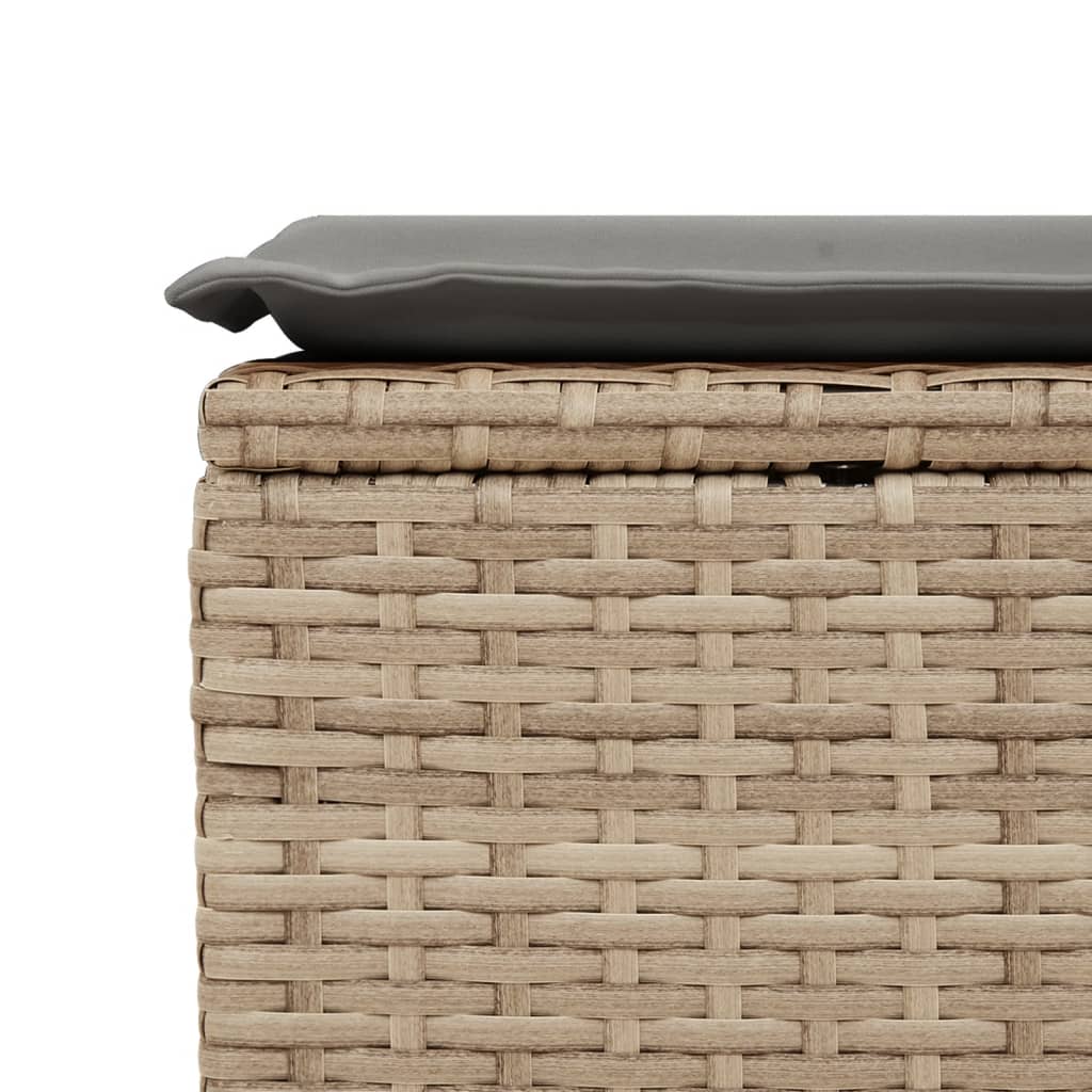 haveskammel med hynde 55x55x37 cm polyrattan beige