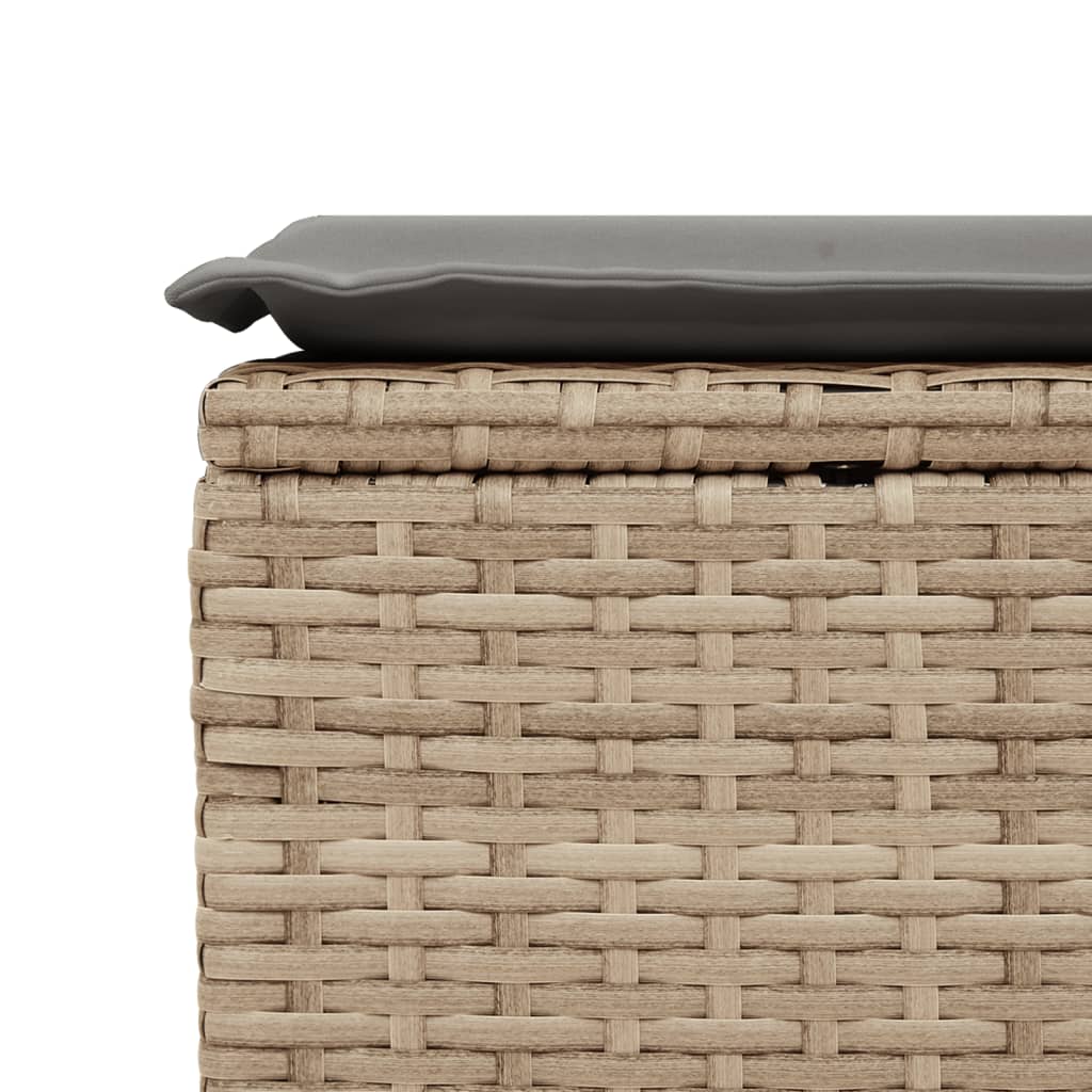 haveskammel med hynde 55x55x37 cm polyrattan beige