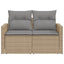 2-personers havesofa med hynder polyrattan beige