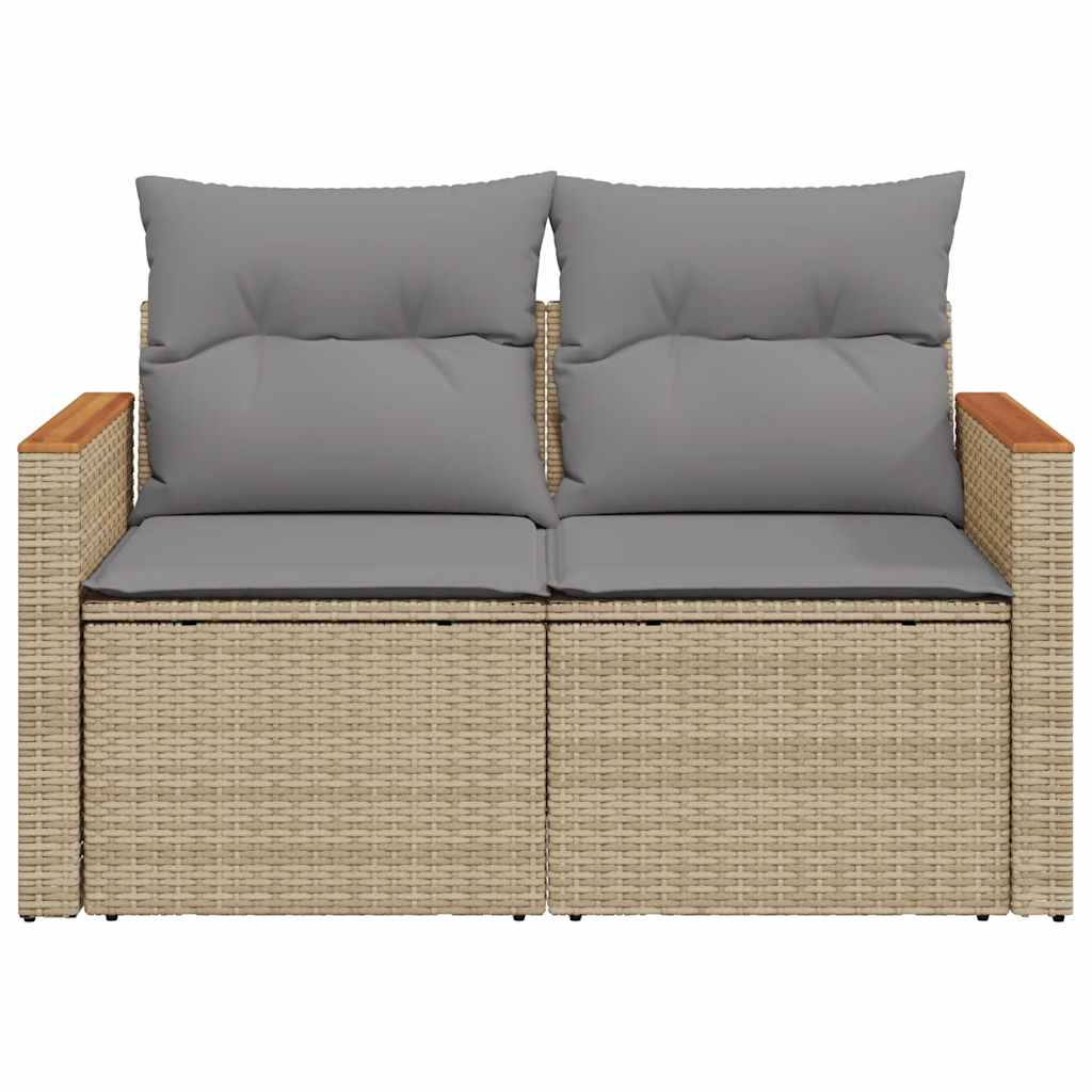 2-personers havesofa med hynder polyrattan beige