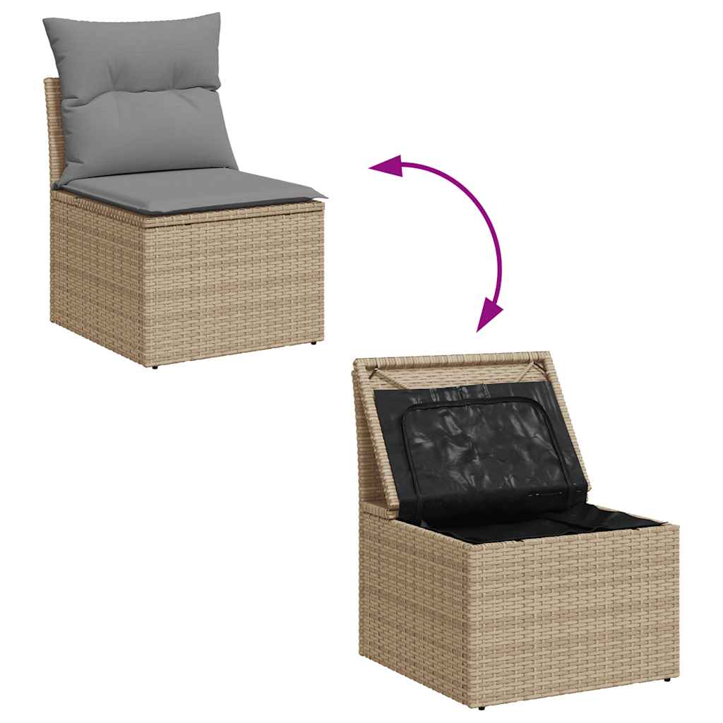 havestol med hynder uden armlæn polyrattan beige
