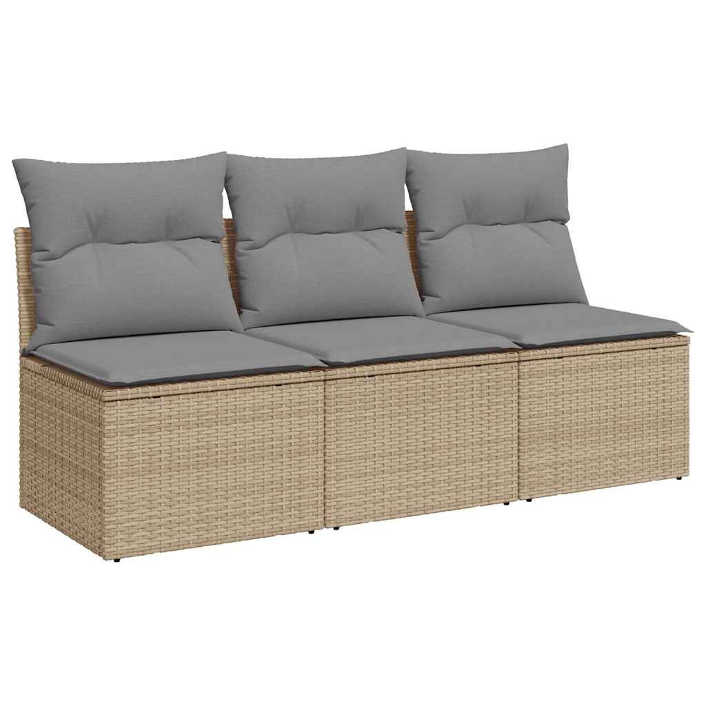 3-personers havesofa med hynder polyrattan beige