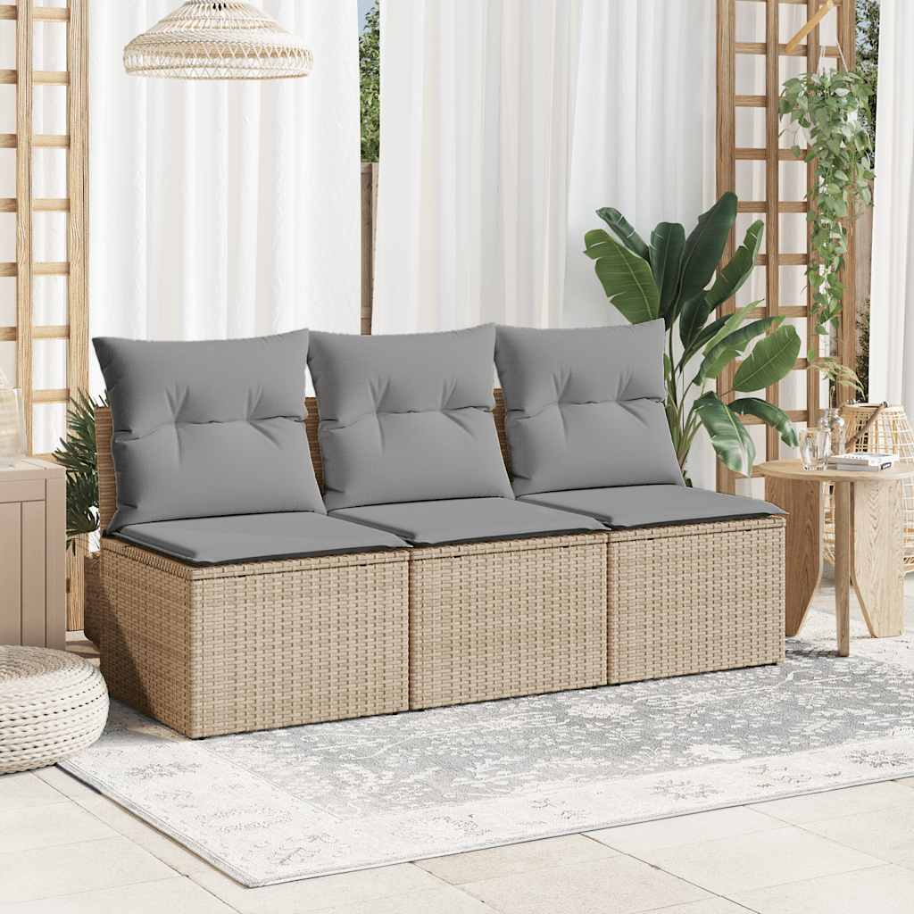 3-personers havesofa med hynder polyrattan beige