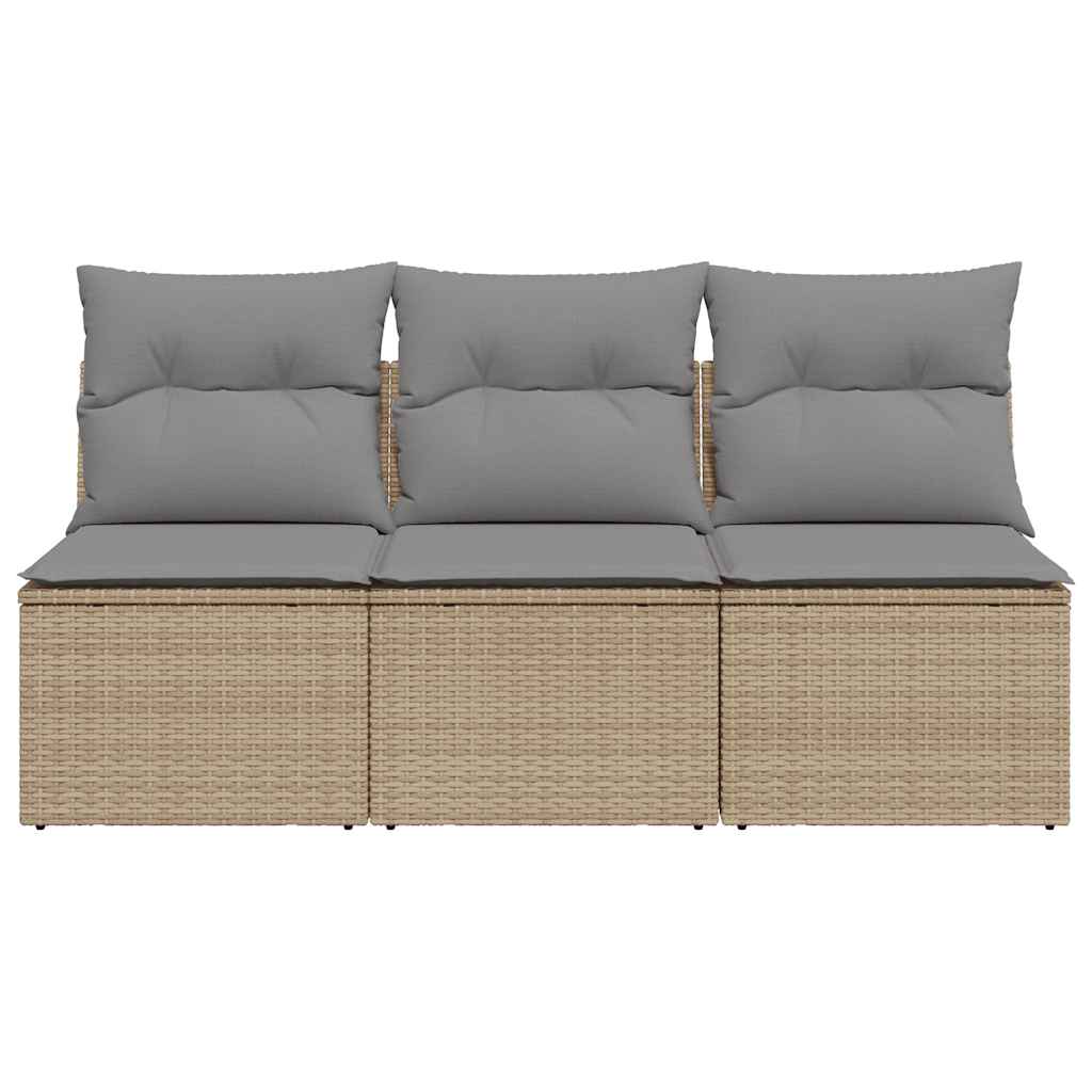 3-personers havesofa med hynder polyrattan beige