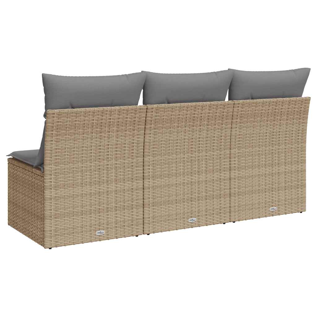 3-personers havesofa med hynder polyrattan beige