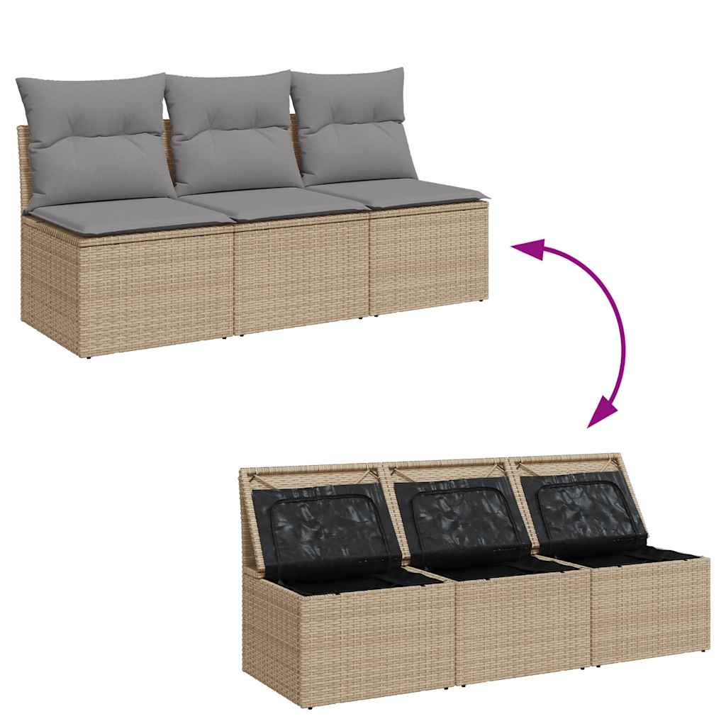 3-personers havesofa med hynder polyrattan beige