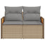 2-personers havesofa med hynder polyrattan beige