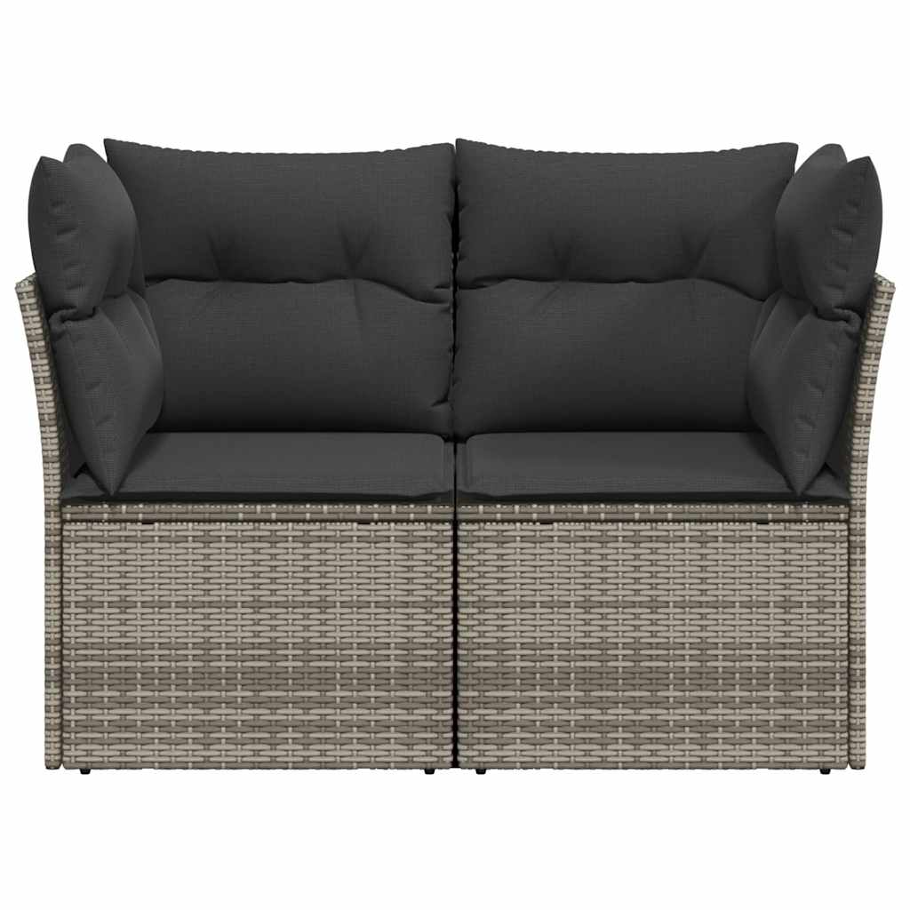 2-personers havesofa med hynder polyrattan grå