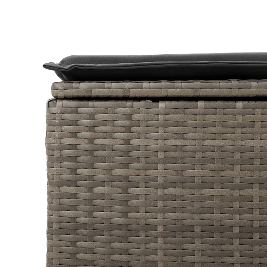 haveskammel med hynde 55x55x37 cm polyrattan grå