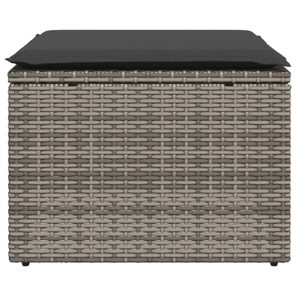 haveskammel med hynde 55x55x37 cm polyrattan grå