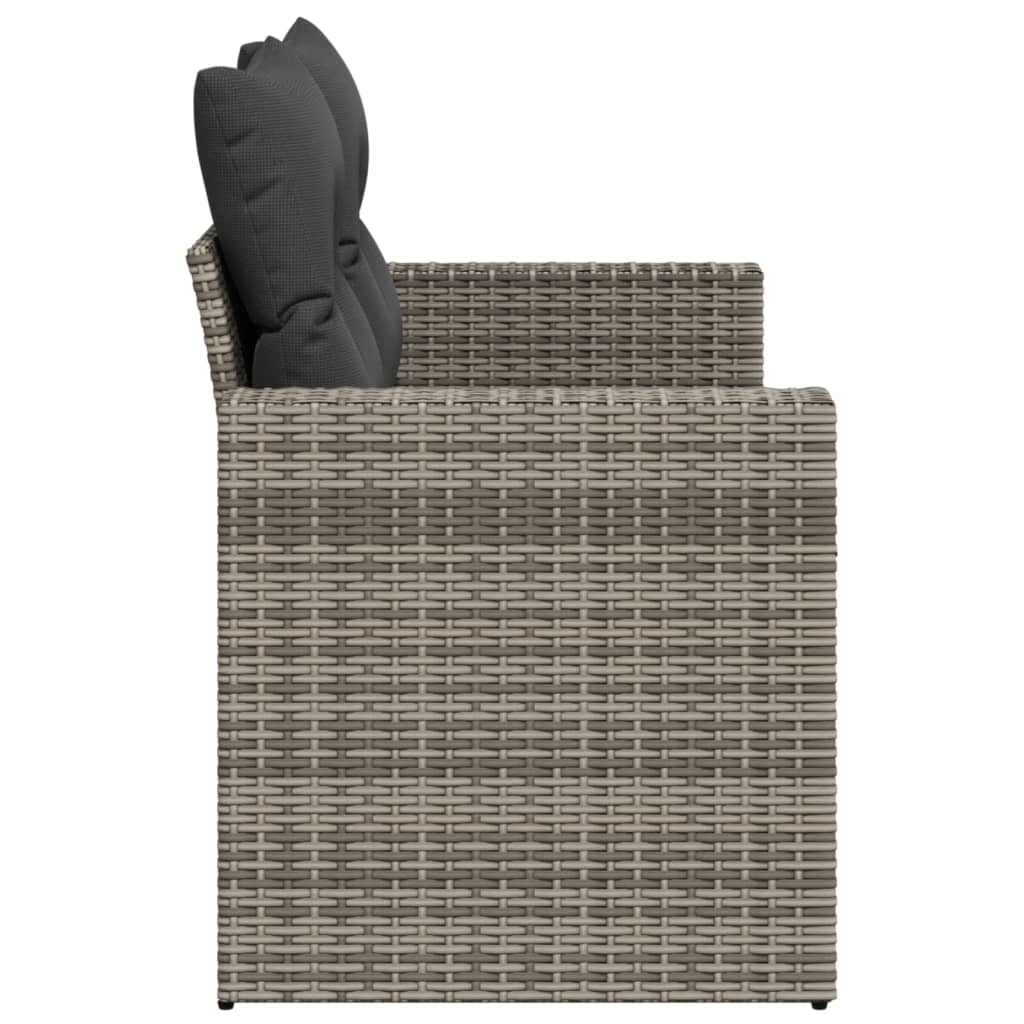 2-personers havesofa med hynder polyrattan grå