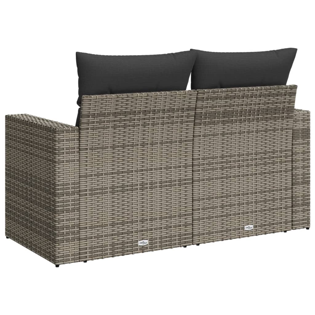2-personers havesofa med hynder polyrattan grå