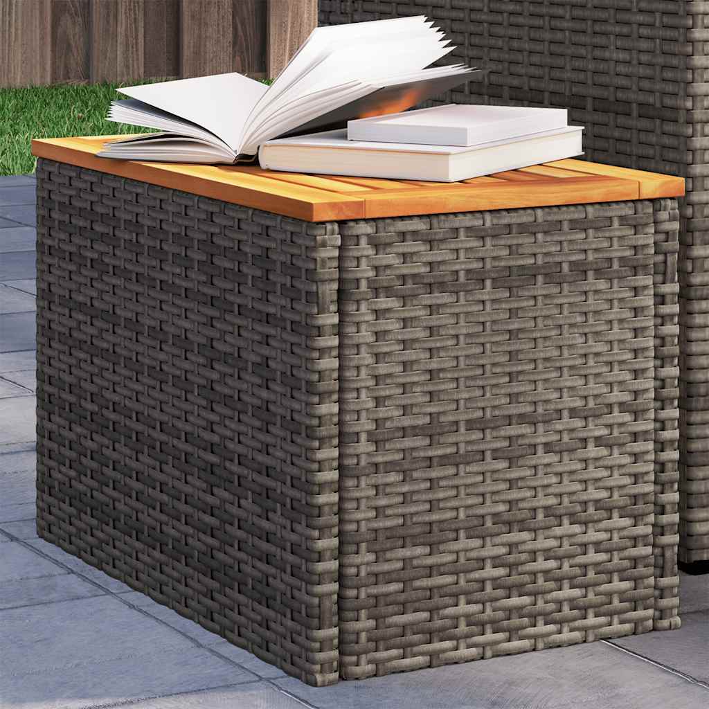 havesideborde 2 stk. 55x34x37 cm polyrattan og massivt træ grå