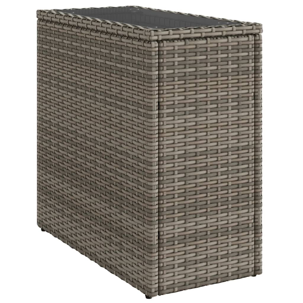havesidebord med glastop 58x27,5x55 cm polyrattan grå