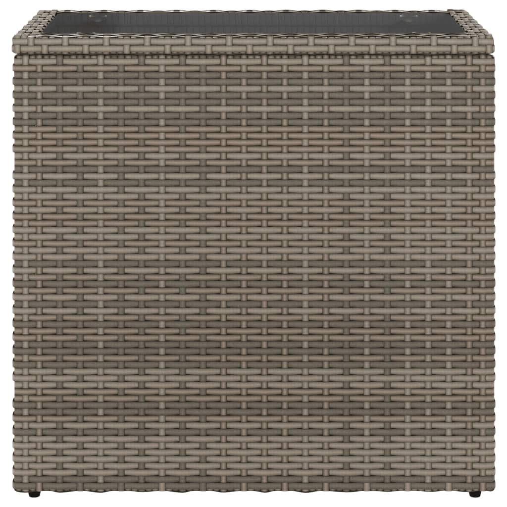 havesidebord med glastop 58x27,5x55 cm polyrattan grå