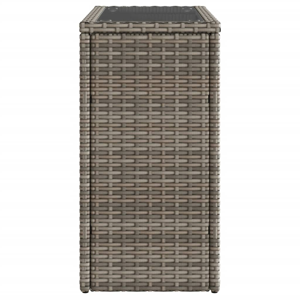 havesidebord med glastop 58x27,5x55 cm polyrattan grå