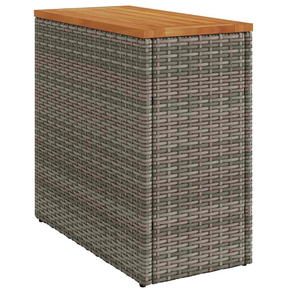 havesidebord med trætop 58x27,5x55 cm polyrattan grå