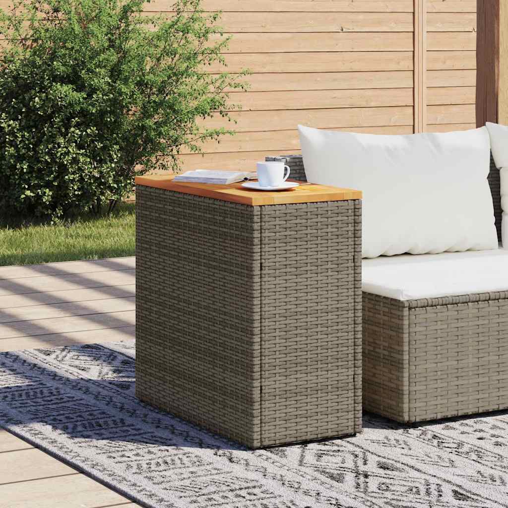havesidebord med trætop 58x27,5x55 cm polyrattan grå