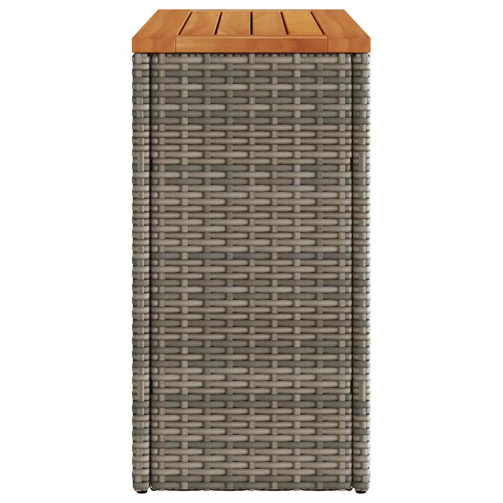 havesidebord med trætop 58x27,5x55 cm polyrattan grå