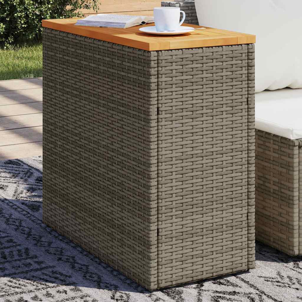havesidebord med trætop 58x27,5x55 cm polyrattan grå