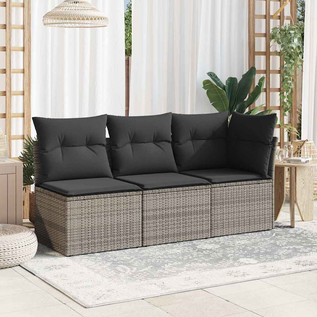 havestol med hynder uden armlæn polyrattan grå