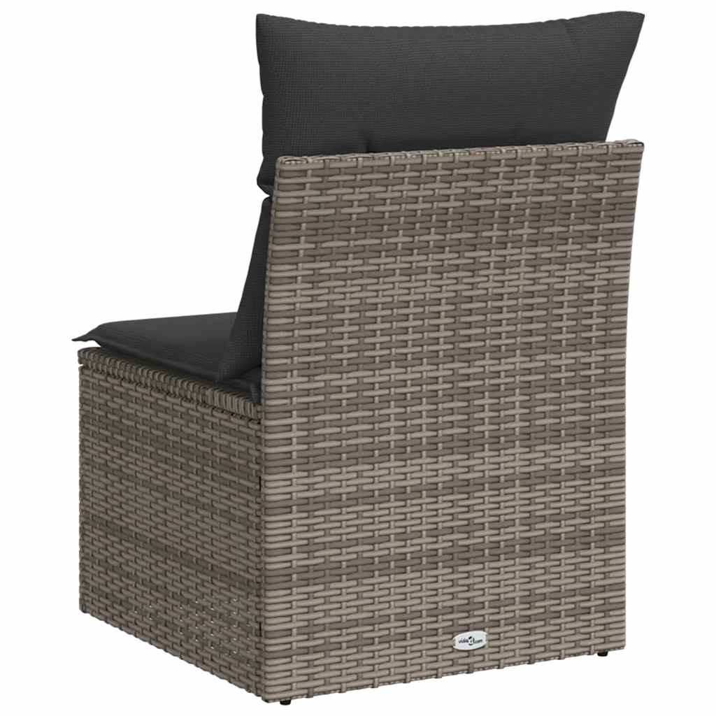 havestol med hynder uden armlæn polyrattan grå