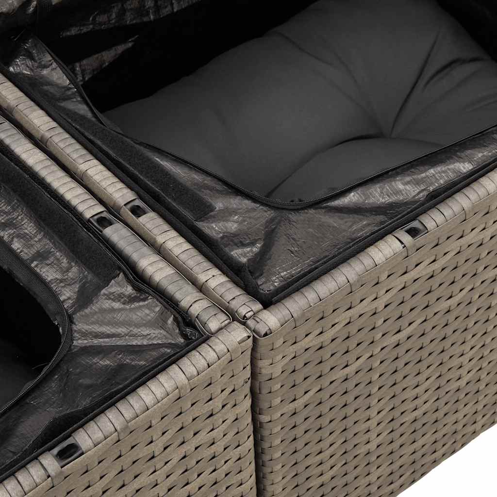 2-personers havesofa med hynder polyrattan grå