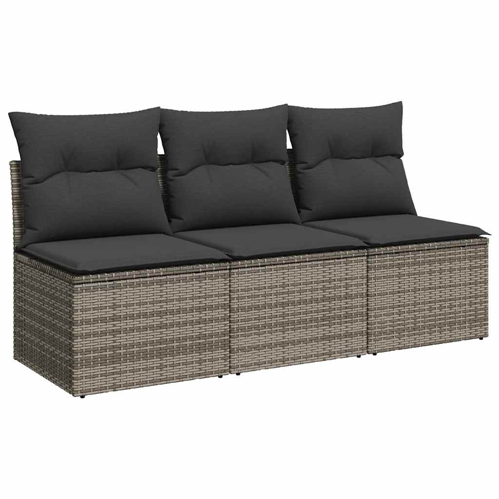 3-personers havesofa med hynder polyrattan grå