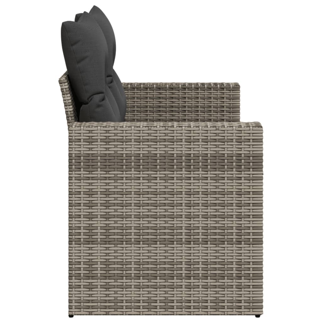 2-personers havesofa med hynder polyrattan grå