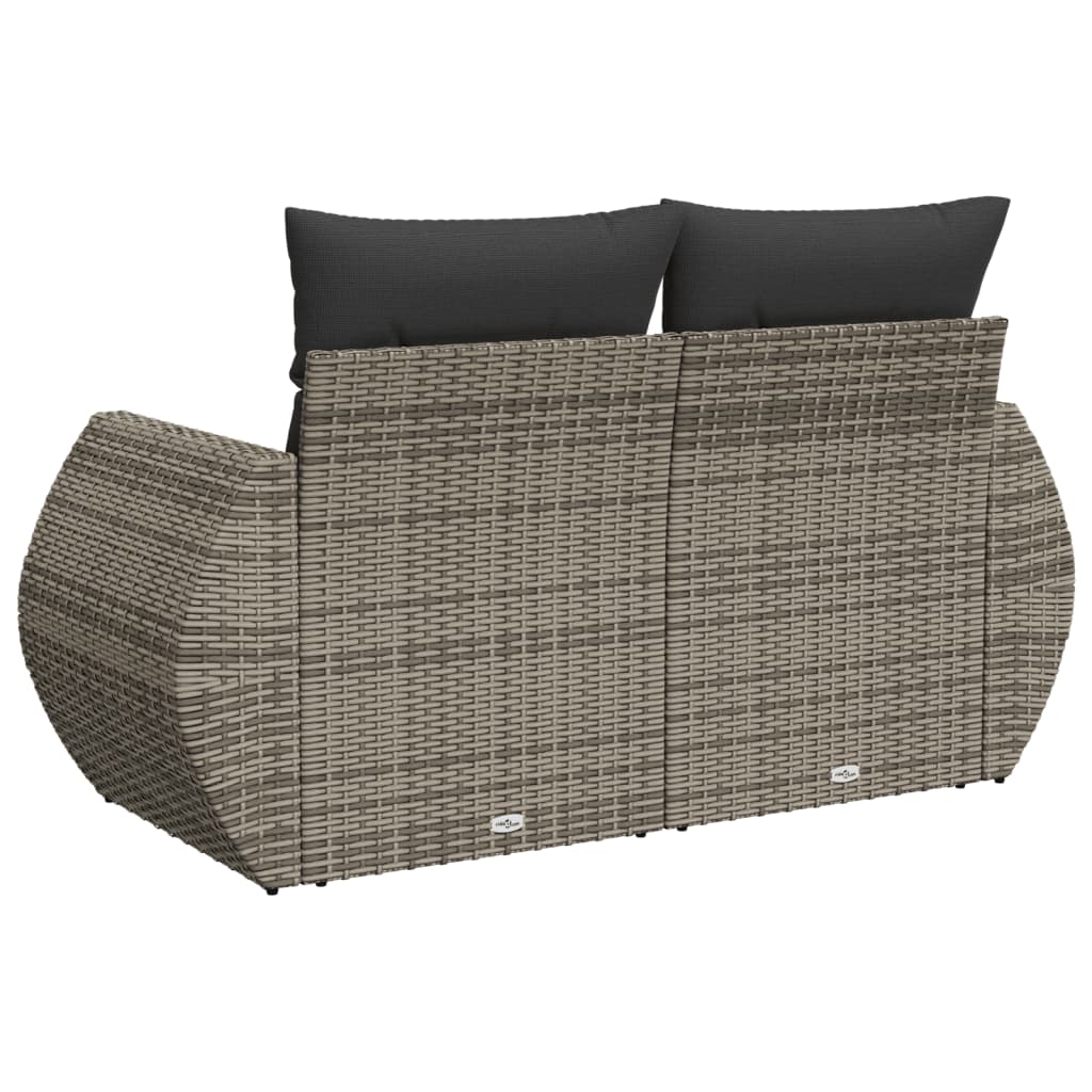 2-personers havesofa med hynder polyrattan grå