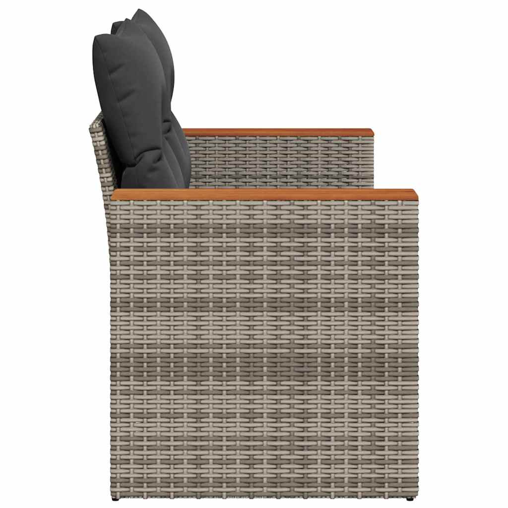 2-personers havesofa med hynder polyrattan grå