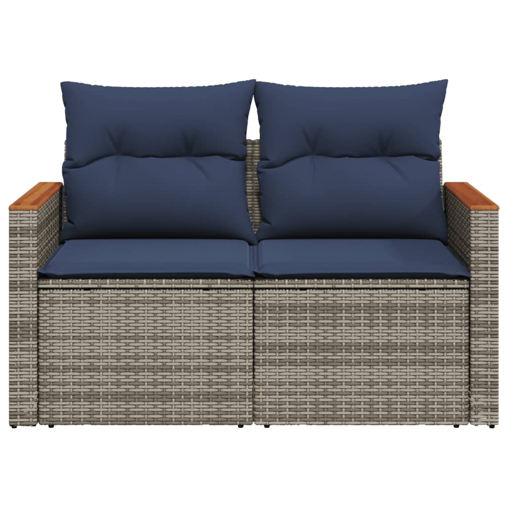 havesofa med hynder 2-personers grå polyrattan