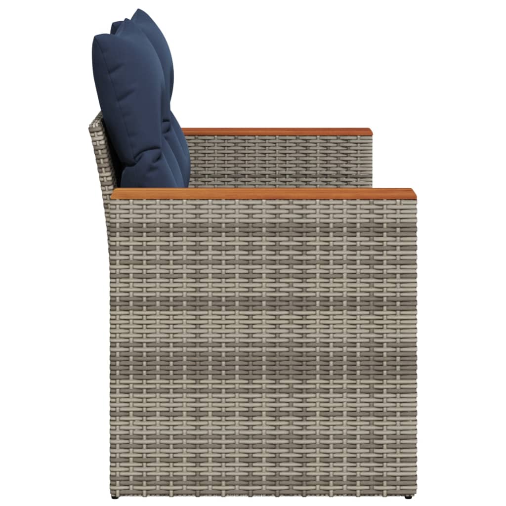 havesofa med hynder 2-personers grå polyrattan
