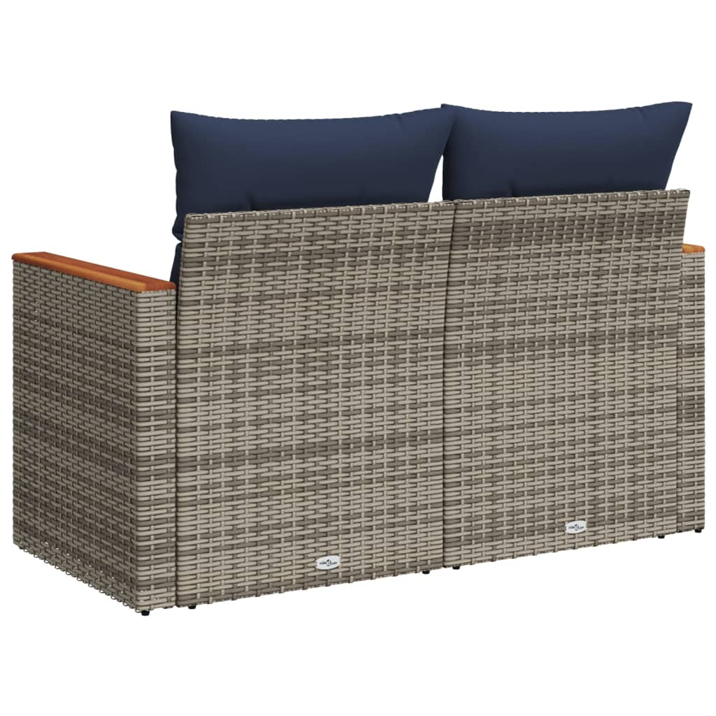 havesofa med hynder 2-personers grå polyrattan