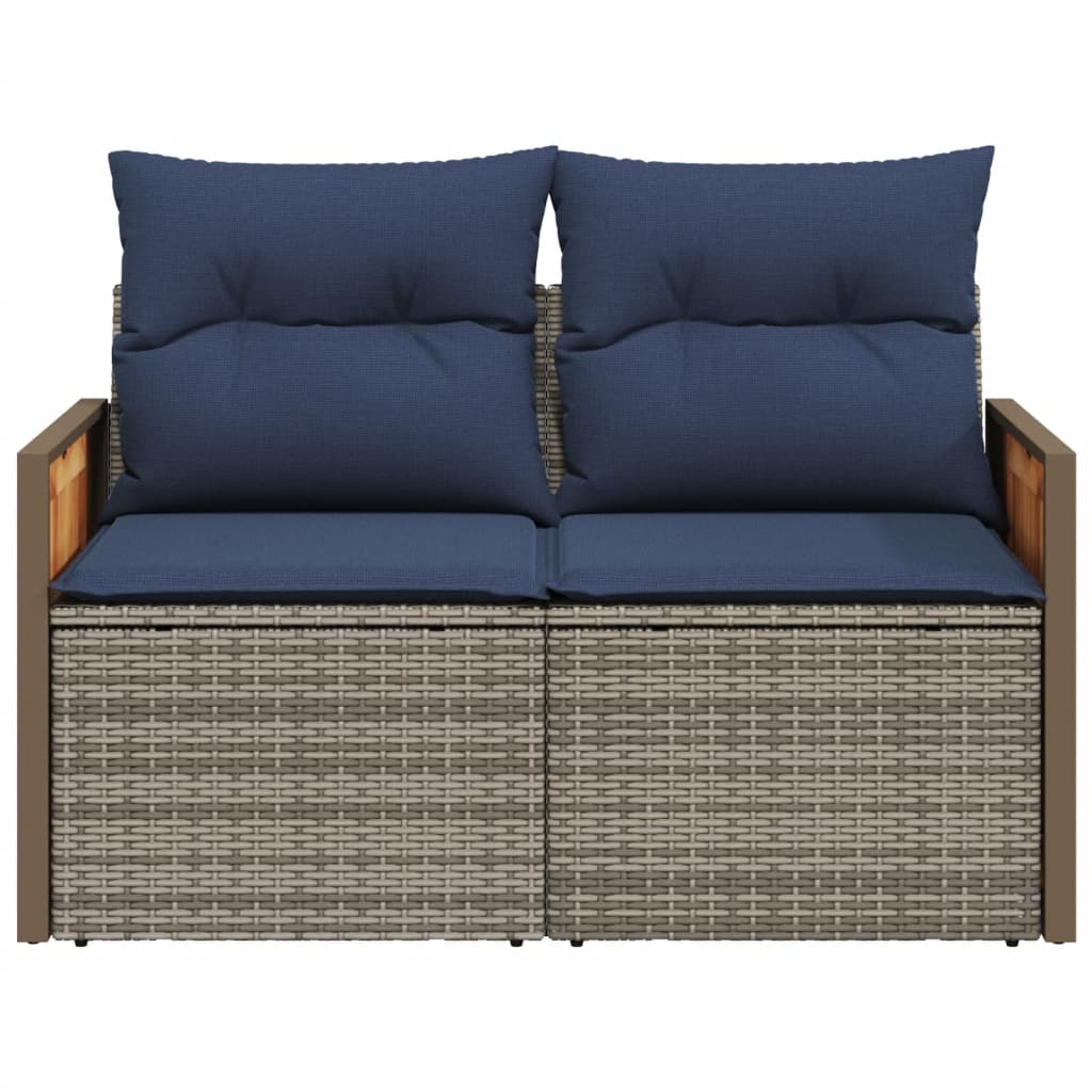 havesofa med hynder 2-personers grå polyrattan