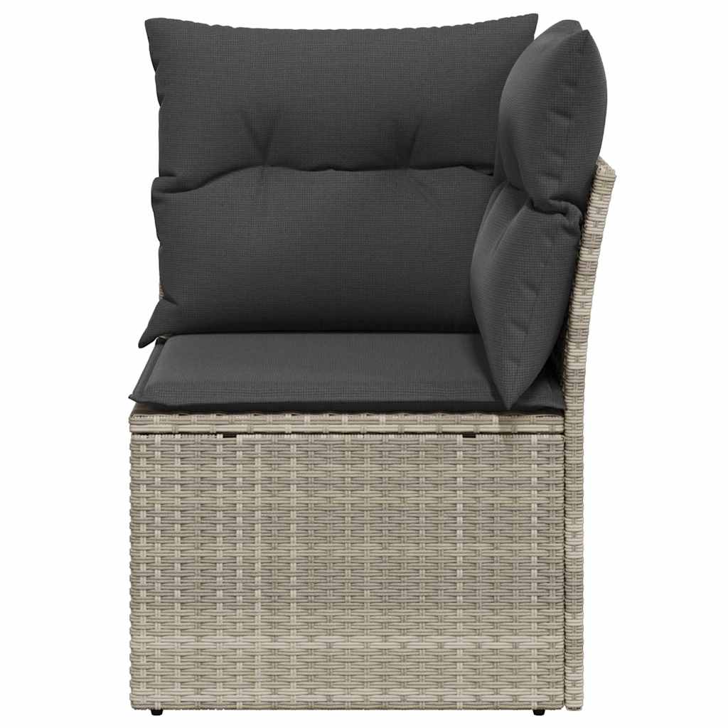 hjørnemodul til havesofa med hynder polyrattan lysegrå