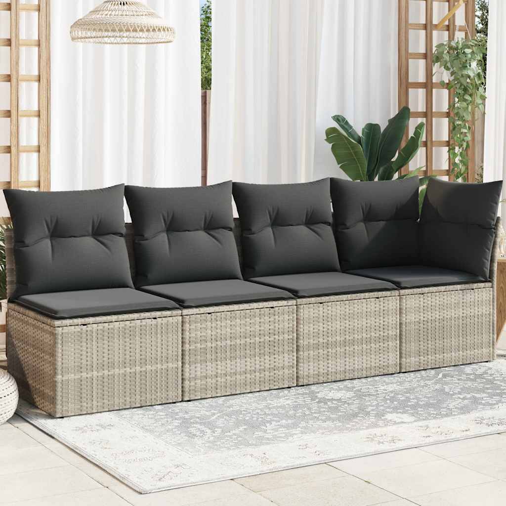 Havesofa Med Hynder Polyrattan - Lysegrå / hjørnedel 3x midterdel
