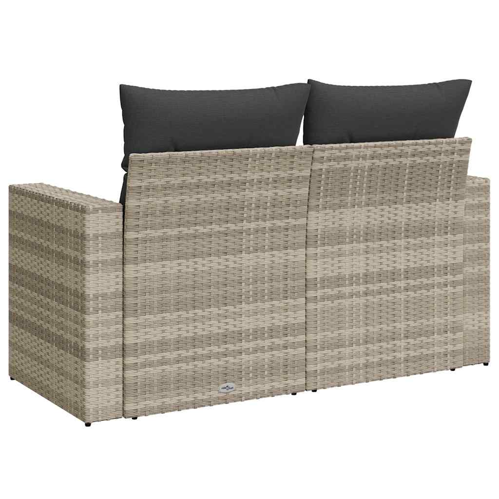 2-personers havesofa med hynder polyrattan lysegrå
