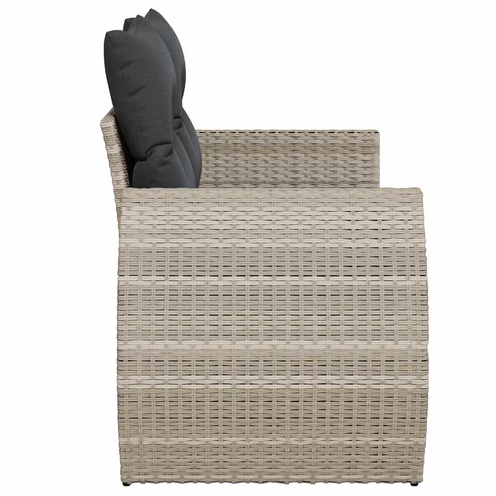 2-personers havesofa med hynder polyrattan lysegrå