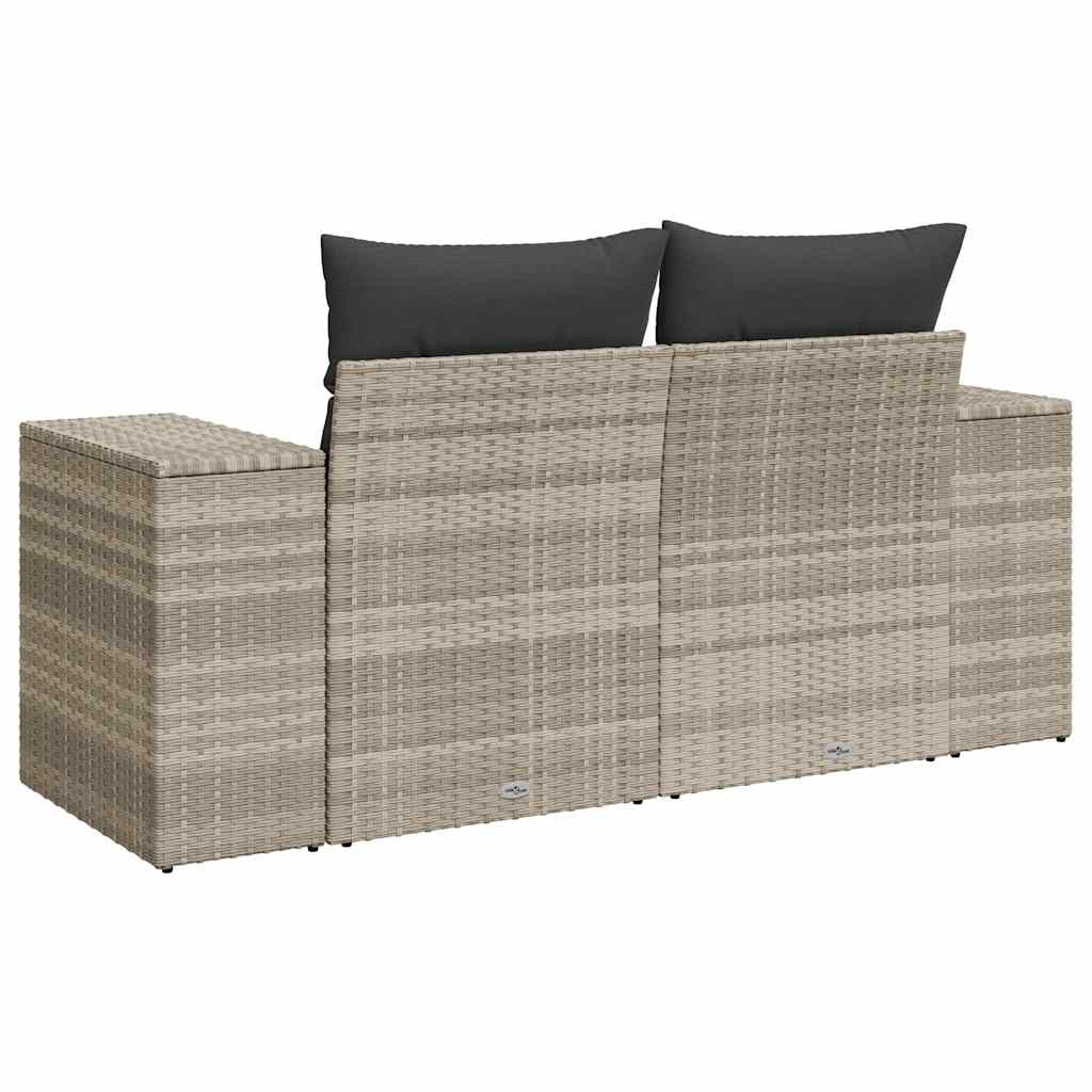 2-personers havesofa med hynder polyrattan lysegrå