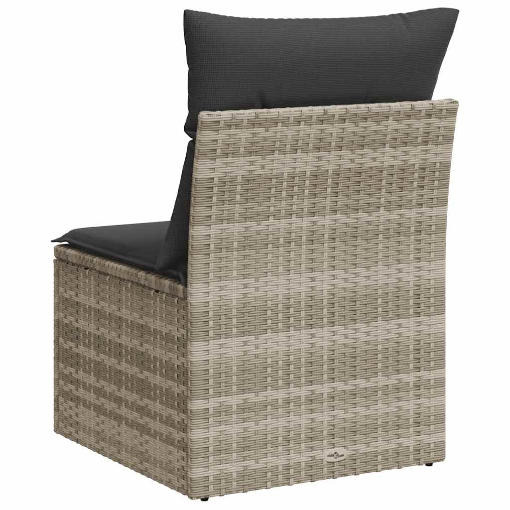 havestol med hynder uden armlæn polyrattan lysegrå